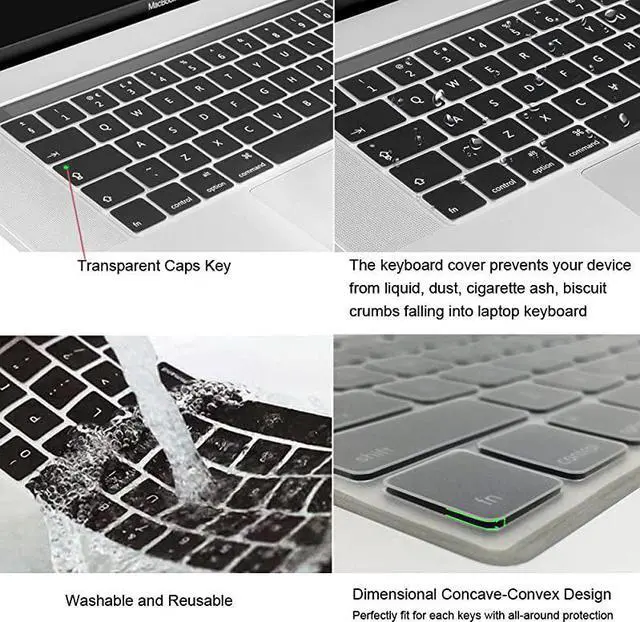 Alt view image 4 of 7 - Korean Ultra Thin Silicone Keyboard Protector Cover Skin for Apple MacBook Pro Touch Bar Retina 13Inch 15Inch Model A1706 A1707 A1989 A1990 A2159 2016 2017 2018 2019 Release Black
