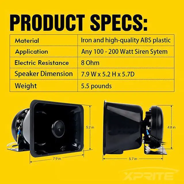 Alt view image 4 of 4 - Compact 200 Watt High Performance Siren Speaker Capable with Any 100200 Watt Siren