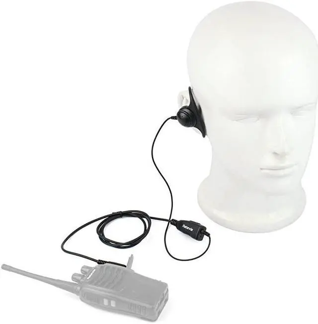 Alt view image 3 of 7 - Case of 10 Walkie Talkies Earpiece with Mic 2 Pin DType Headset for Baofeng UV5R BF888S  H777 RT22 RT27 RT5R Kenwood 2 Way Radios