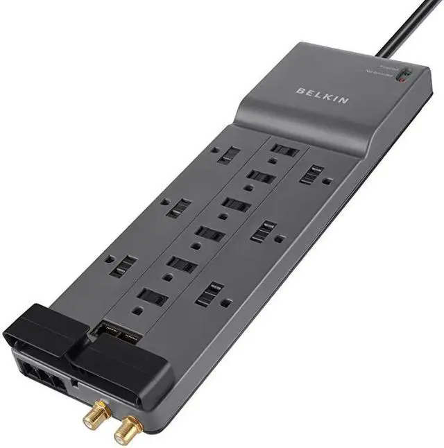 Alt view image 3 of 7 - Power Strip Surge Protector with 12 AC Multiple Outlets, 10 ft Long Flat Plug Heavy Duty Extension Cord for Home, Office, Travel, Computer Desktop, Laptop & Phone Charging Bricks (4,156 Joules)
