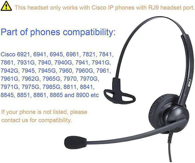 Alt view image 4 of 7 - Telephone Headset with Noise Cancelling Microphone Landline Office Headset Compatible with Cisco 6945 7821 CP7841 7940G 7942G 7945G 7965G 7985G 8811 8841 8845 8851 8861 8865 8945 8961 9951 etc