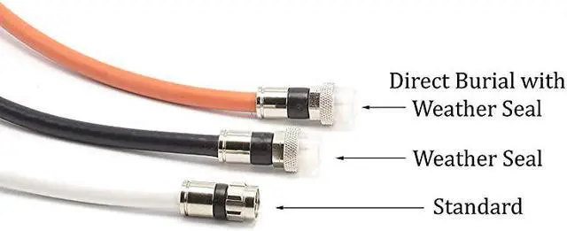 Alt view image 5 of 7 - 10 Feet Direct Burial Coaxial Cable Proudly Made in USA RG6 Coax Cable Rubber Boot Outdoor Connectors Orange Designed for Waterproof and to Be Burried