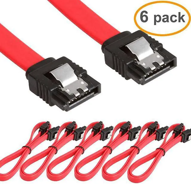 Main image of 6 Pack Straight SATA III Cable 60 Gbps 18 Inches red