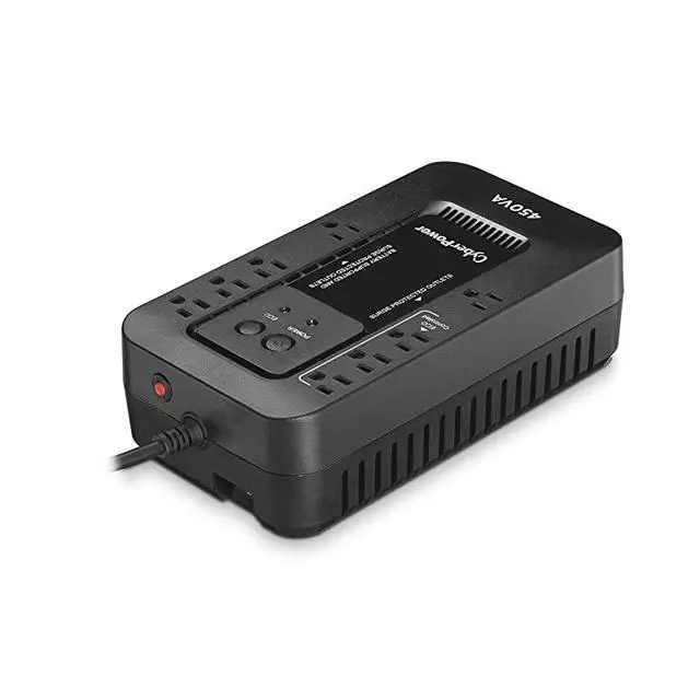 Alt view image 4 of 7 - EC450G Ecologic Battery Backup Surge Protector UPS System 450VA260W 8 Outlets ECO Mode Compact Uninterruptible Power Supply