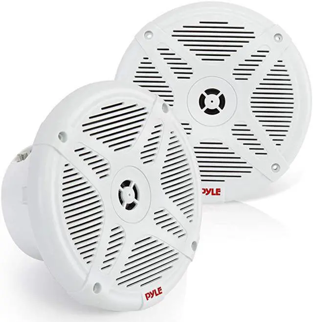 Main image of 65 Inch Bluetooth Marine Speakers 2way IPX4 Waterproof and Weather Resistant Outdoor Audio Dual Stereo Sound System with 600 Watt Power and Low Profile Design 1 Pair  PLMRBT65W White