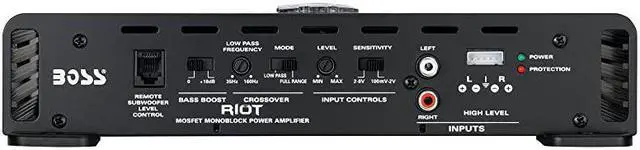 Alt view image 6 of 7 - R1100M Riot Series Car Audio Subwoofer Amplifier - 1100 High Output, Monoblock, Class A/B, 2/4 Ohm Stable, Low/High Level Inputs, Low Pass Crossover, Mosfet Power Supply, Stereo