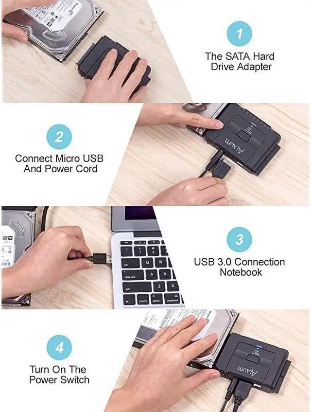 Alt view image 4 of 7 - USB 30 to IDE SATA Converter for Universal 25 amp 35 inches SATA HDD SDD amp IDE HDD Drives Support One Touch Backup Function Hard Drive Adapter with 12V 2A Power Adapter and USB 30 Cable