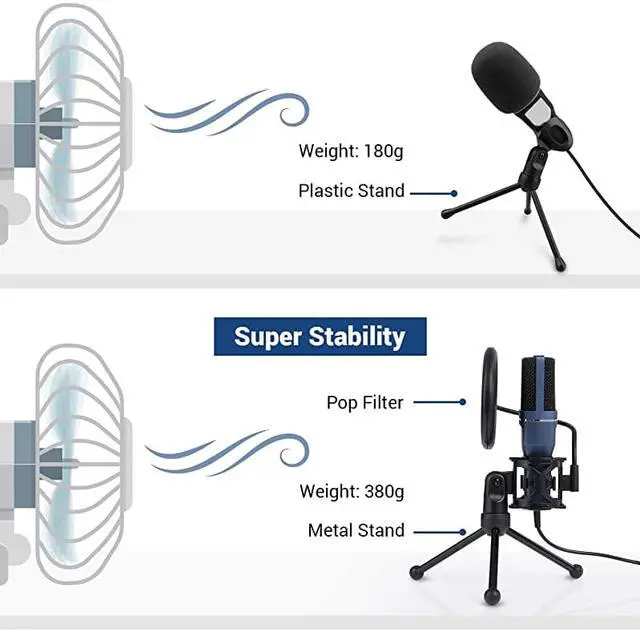 Alt view image 5 of 7 - USB Gaming Microphone  Computer Condenser PC Mic with Tripod Stand Pop Filter for Streaming Podcasting Vocal Recording Compatible with iMac PC Laptop Desktop Windows Computer TC777