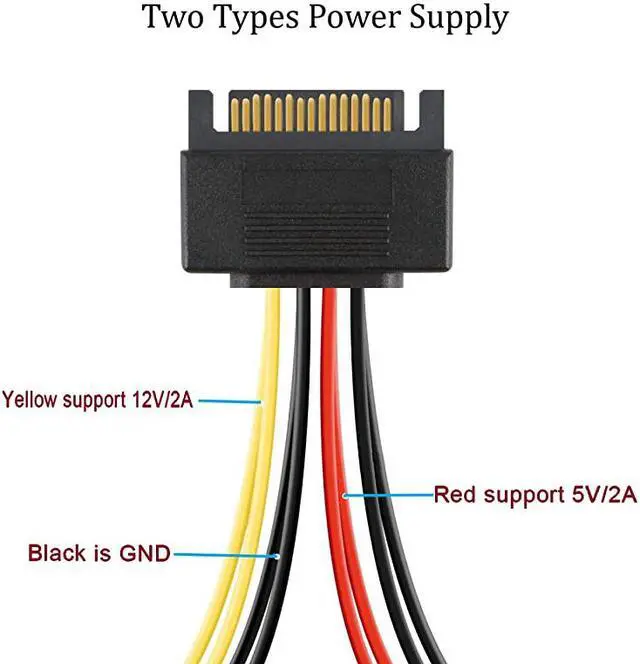 Alt view image 3 of 7 - 4pcs SATA Power Splitter Cable15 Pin Male to 15 Pin Dual Female Power Cable 8 Inches