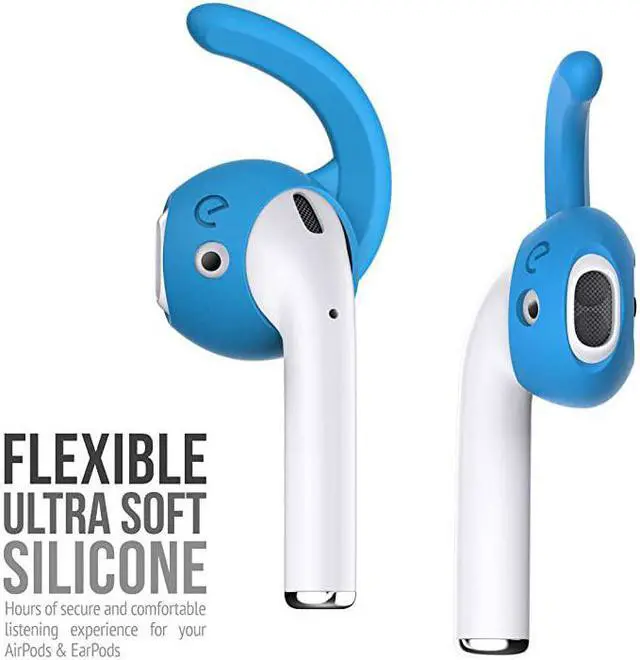 Alt view image 4 of 7 - 20 Ear Hooks and Covers Accessories Compatible with Apple AirPods 1 amp 2 or EarPods HeadphonesEarphonesEarbuds 3 Pairs Sky Blue