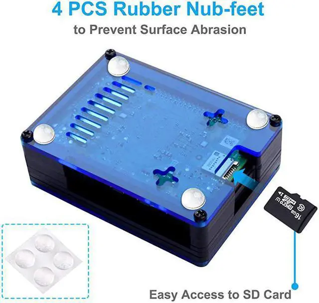 Alt view image 5 of 5 - Case for Raspberry Pi 4 with Large Fan and 4 × Aluminum Heat Sinks for Raspberry Pi 4 Model BPi 4 Board Not IncludedBlackBlue