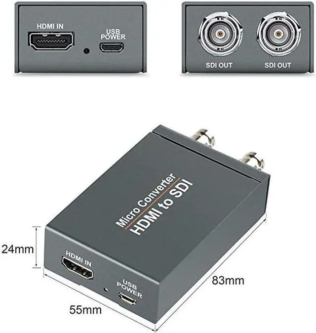 Alt view image 6 of 7 - Micro Converter HDMI to SDI with Power,HDMI in to Two SDI Output Mini 3G HD SD-SDI Video Converter Adapter with Audio Embedder,Support 1080P 60Hz,Auto Format Detection for Camera(HDMI to SDI)