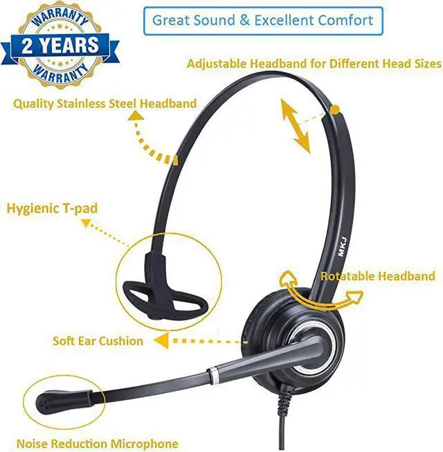 Alt view image 3 of 7 - Cisco Headset with Noise Cancelling Microphone Telephone Headset for Cisco Office Phones 6921 7821 7861 7940 7941G 7942G 7945G 7960G 7961G 7962G 7965G 7970 7971G 7975G 8811 8851 8865 9971 etc