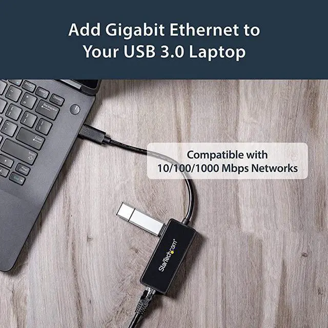 Alt view image 4 of 7 - com USB 30 Ethernet Adapter USB 30 Network Adapter NIC with USB Port USB to RJ45 USB Passthrough USB31000SPTB