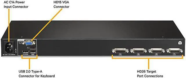 Alt view image 3 of 6 - Vertiv  1x4 Rackmount or Desktop, Single-User KVM Switch with USB, Touch Button and Hotkey Switching, Cascade Support and Internal Power Supply, Ideal for Small Data Centers (AV104-400)