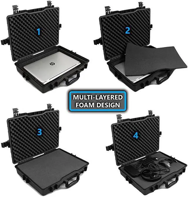 Alt view image 5 of 7 - Waterproof Laptop Hard Case for 15 - 17 inch Gaming Laptops and Accessories - Rugged Heavy Duty Laptop Case for 15.6 and 17.3 inch Alienware, Asus, Razer, Lenovo, MSI, Acer, Dell Notebook
