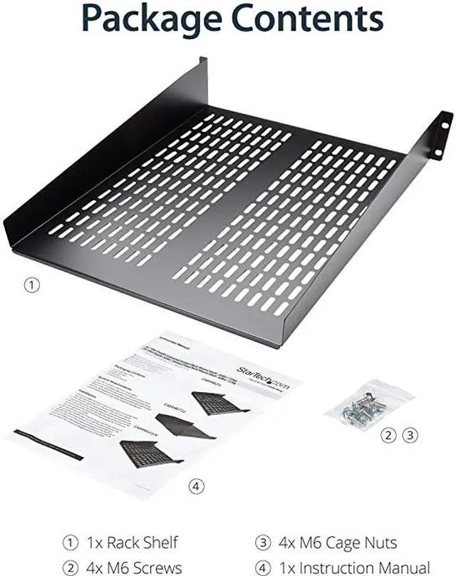 Alt view image 6 of 6 - com 2U Vented Server Rack Mount Shelf 22Inch Deep Cantilever Universal Tray for 19 AV Data Network Equipment Rack 50lbs CABSHELF22V