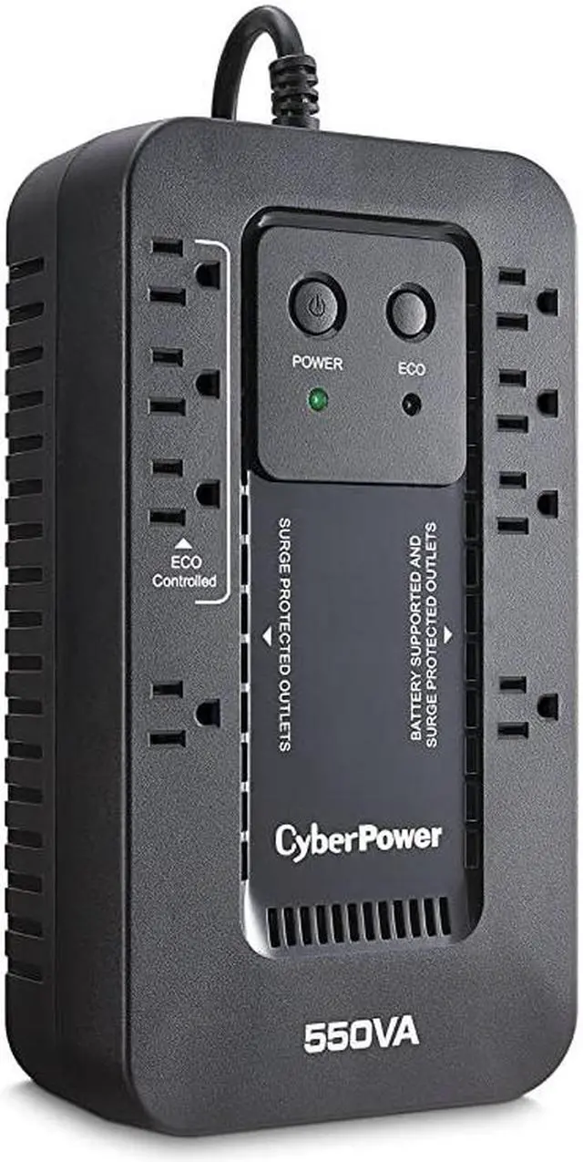 Main image of EC550G Ecologic Battery Backup & Surge Protector UPS System, 550VA/330W, 8 Outlets, ECO Mode, Compact Uninterruptible Power Supply