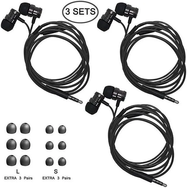 Alt view image 2 of 7 - 3 Packs Earbud Headphones with Remote Microphone  in Ear Earphone Stereo Sound Noise Isolating Tangle Free for Smartphones Laptops Gaming Fits All 35mm Interface Device