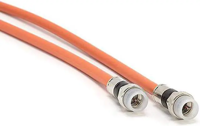 Alt view image 2 of 7 - 10 Feet Direct Burial Coaxial Cable Proudly Made in USA RG6 Coax Cable Rubber Boot Outdoor Connectors Orange Designed for Waterproof and to Be Burried