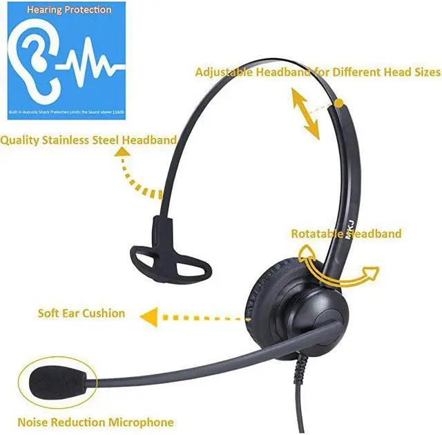 Alt view image 2 of 7 - Telephone Headset with Noise Cancelling Microphone Landline Office Headset Compatible with Cisco 6945 7821 CP7841 7940G 7942G 7945G 7965G 7985G 8811 8841 8845 8851 8861 8865 8945 8961 9951 etc