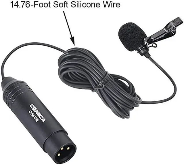 Alt view image 2 of 7 - XLR Microphone CVMV02O 2 Pack 1476 fts Phantom Power OmniDirectional Lavalier Lapel Microphone for Canon Sony Panasonic Camcorders Zoom H4n H5 H6 Tascam DR40 DR60D DR70D DR100 Recorders