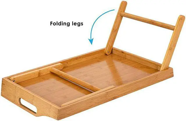 Alt view image 4 of 7 - Media Bed Tray with Phone Holder Fits up to 173 Inch Laptops and Most Tablets Natural Bamboo Style No 78107