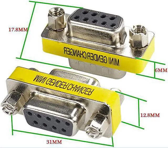 Alt view image 2 of 3 - 2Pack DB9 Serial RS232 Female to Female Slimline Data Transfer Coupler Adapter,Gender Changer