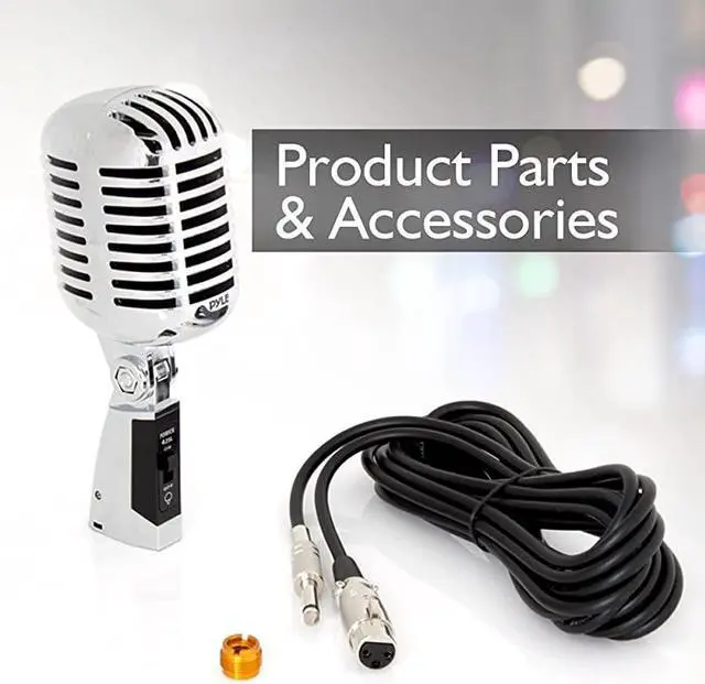 Alt view image 7 of 7 - Classic Retro Dynamic Vocal Microphone Old Vintage Style Unidirectional Cardioid Mic with XLR Cable Universal Stand Compatible Live Performance In Studio Recording  PDMICR42SL Silver