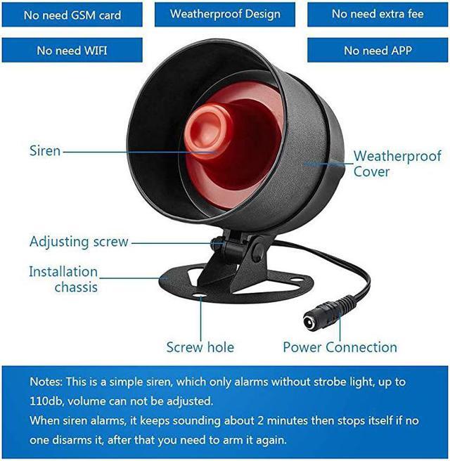 Alt view image 2 of 7 - Upgraded Home Security System Indoor Outdoor WeatherProof Siren Window Door Sensors Motion Sensor Alarm with Remote Control more DIY Wireless House Hotel Garage Shop Burglar Door Alarm System