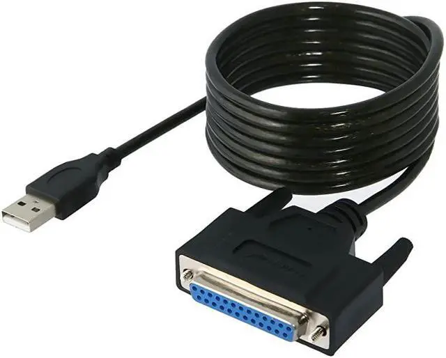 Alt view image 3 of 6 - USB 20 to DB25 IEEE1284 Parallel Printer Cable Adapter THUMBSCREWS Connectors CBDB25
