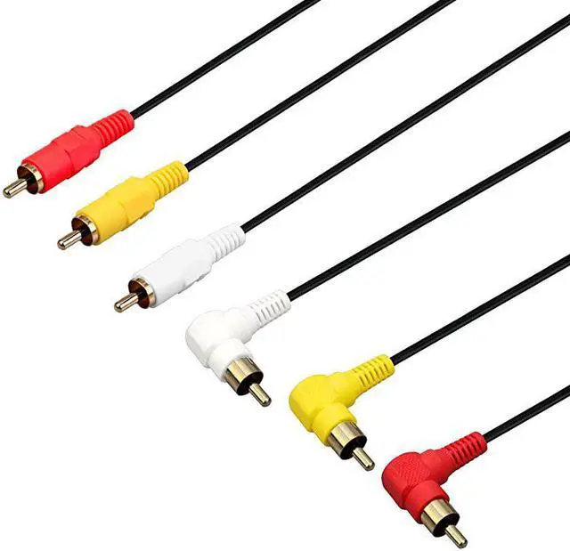 Alt view image 2 of 4 - RCA Cable15FT Premium Gold Plated 90 Degree Right Angle RCA AudioVideo Cable Male to Male Composite Video Audio AV AV Cable