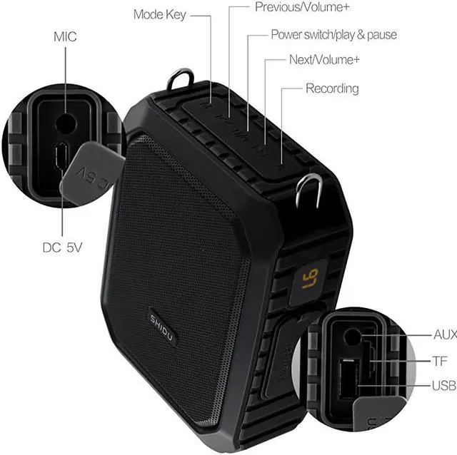 Alt view image 5 of 7 - Amplifier with Wired Headset Mic 18W Portable Bluetooth Speaker Megaphone Waterproof IPX5 Loudspeaker Recording Power Bank for Outdoor Activities Parties Teaching Meeting Training etc
