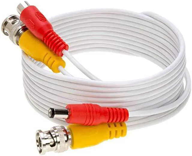 Alt view image 4 of 4 - White Premade BNC Video Power CableWire for Security Camera CCTV DVR Surveillance System Plug amp Play White 20