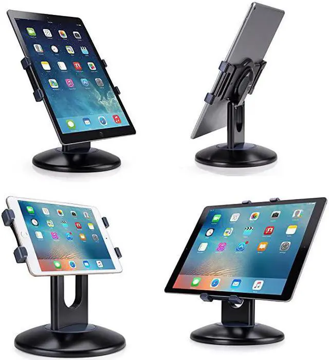 Alt view image 7 of 7 - Retail Kiosk iPad Stand 360° Rotating Commercial Tablet Stand 6135 iPad Mini Pro Business Tablet Holder Swivel Design for Store POS Office Showcase Reception Kitchen Desktop Black