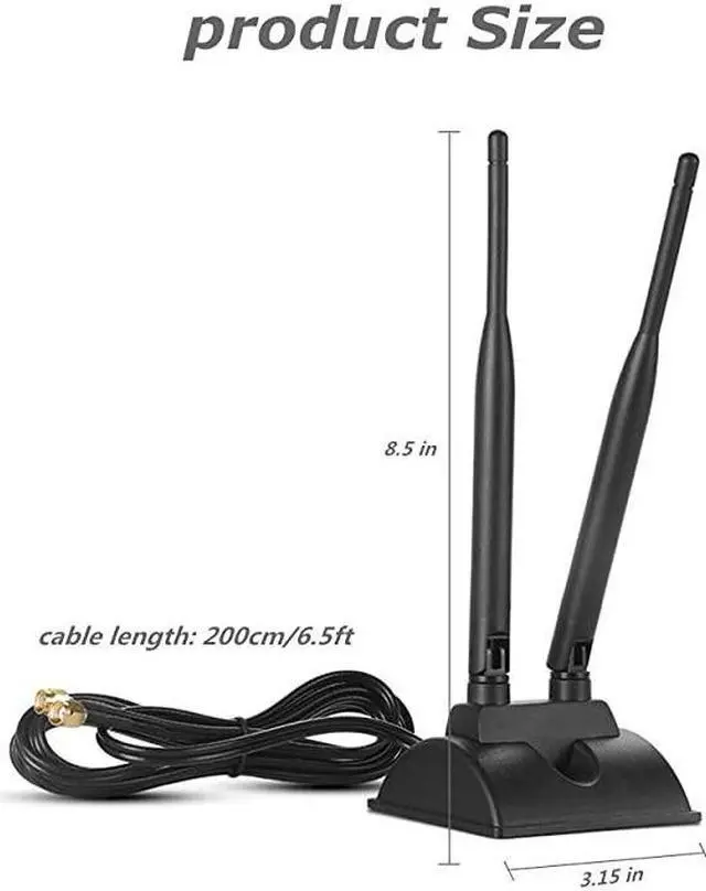 Alt view image 4 of 7 - WiFi Antenna with Extension Cable 6.5Ft RP-SMA Male Connector, 2.4GHz/5GHz Band Antenna Magnetic Base for WiFi Wireless Router Mobile Hotspot Signal Enhancement