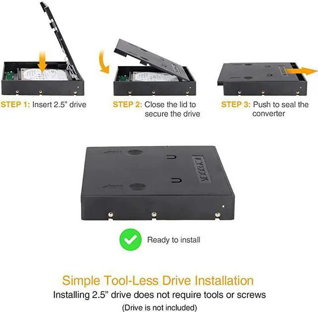 Alt view image 5 of 7 - 25 to 35 ToolLess Drive Adapter Converter Bracket Mounting Frame Tray for 5795125mm 25 inch HDDSSD with SATA III Interface EZConvert MB882SP1S1B