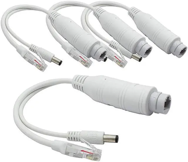 Main image of 4Pack Active 48V to 12V Waterproof PoE Splitter Adapter IEEE 8023af Compliant 10100Mbps for IP Camera AP Voip Phone and More White