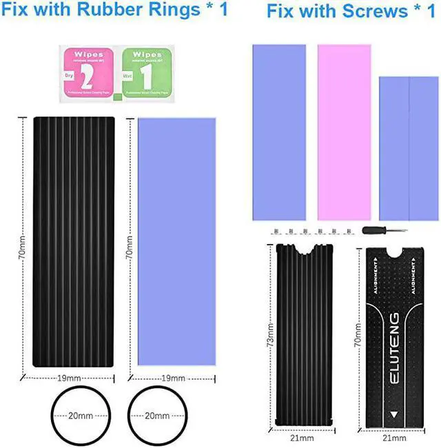 Alt view image 6 of 6 - M2 2280 Heatsink DoubleSided Heat Sink Alloy Aluminum NGFF NVME Cooling Sink with 4 Thermal Conductivity Silicone Pads M2 SSD Cooler Set for 2280 M2 SSD