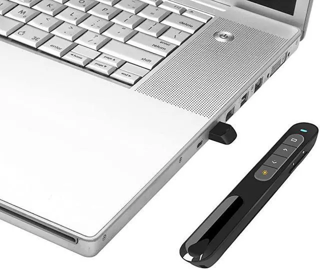 Alt view image 4 of 7 - Wireless Presenter Hyperlink Volume Control Presentation Clicker RF 24GHz USB PowerPoint Clicker Presentation Remote Control Pointer Slide Advancer Black