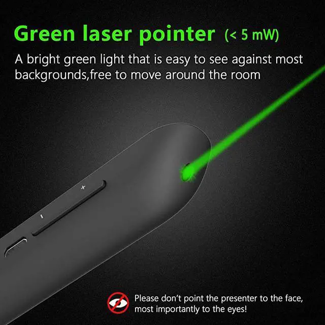 Alt view image 4 of 7 - N76GBK Green Laser Pointer for Presentations Rechargable Hyperlink Volume Control PPT Powerpoint Clicker Presentation Remote for Powerpoint Presentations Laser Pointer Green 24GHz