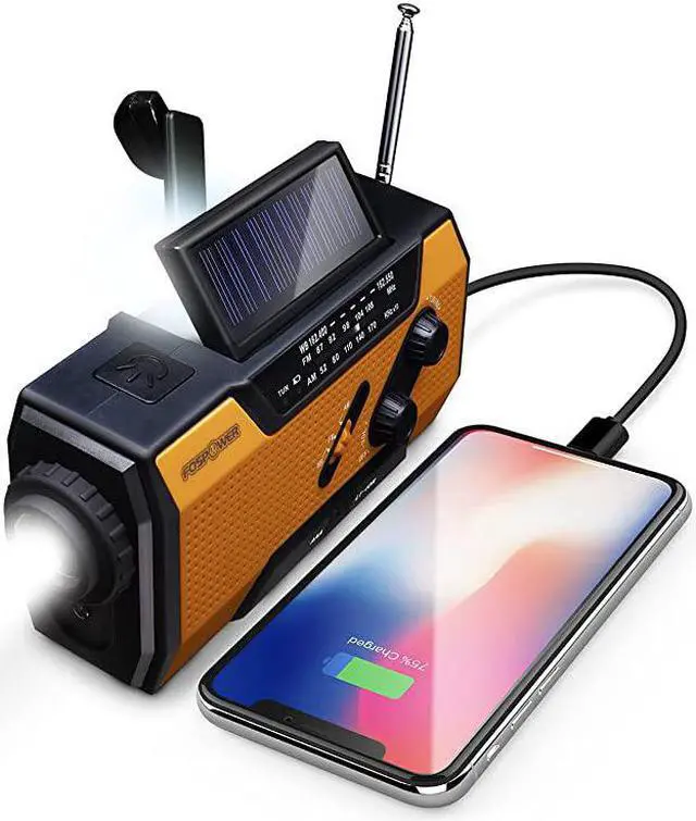 Main image of Emergency Solar Hand Crank Portable Radio NOAA Weather Radio for Household and Outdoor Emergency with AMFM LED Flashlight Reading Lamp 2000mAh Power Bank USB Charger and SOS Alarm