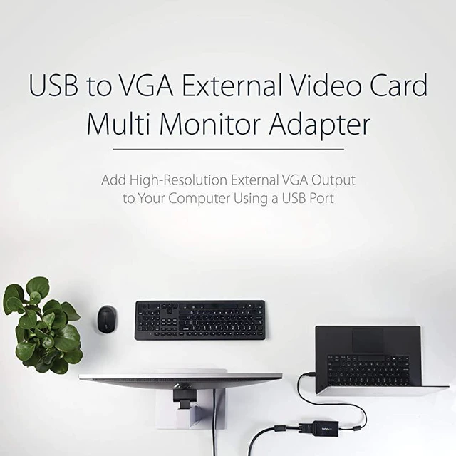 Alt view image 3 of 6 - com USB to VGA Adapter 1920x1200 External Video amp Graphics Card Dual Monitor Display Adapter Supports Windows USB2VGAE3 Gray
