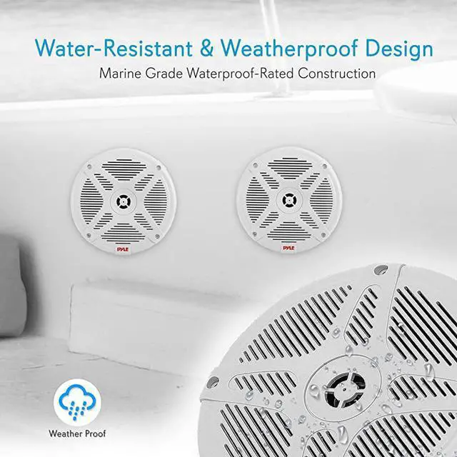Alt view image 3 of 7 - 65 Inch Bluetooth Marine Speakers 2way IPX4 Waterproof and Weather Resistant Outdoor Audio Dual Stereo Sound System with 600 Watt Power and Low Profile Design 1 Pair  PLMRBT65W White