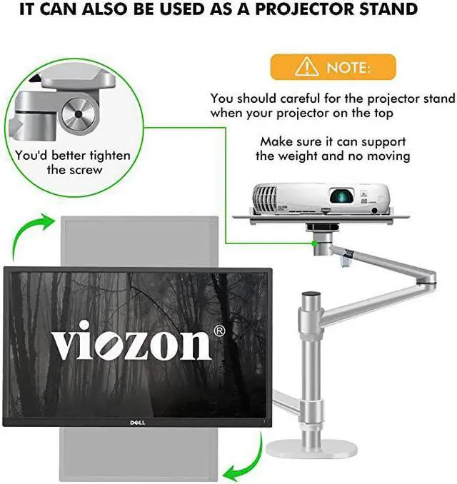 Alt view image 6 of 7 - Monitor and Laptop Mount 2in1 Adjustable Dual Arm Desk Mounts Single Desk Arm StandHolder for 17 to 32 Inch LCD Computer Screens Extra Tray Fits 12 to 17 inch Laptops Silver