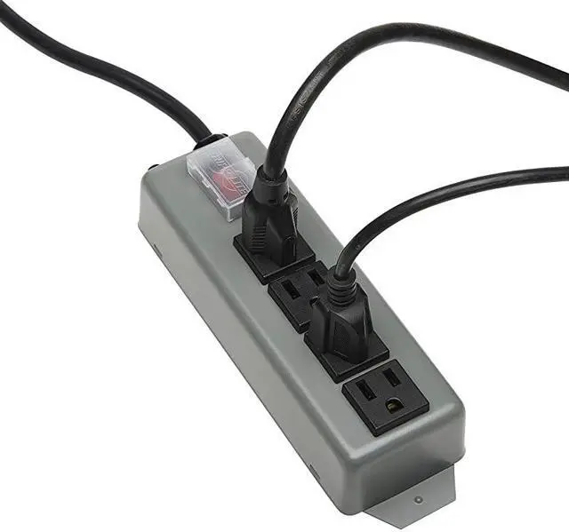 Alt view image 2 of 7 - LITE UL603CB6 Waber Industrial Power Strip 4 Outlet 6 Cord Locking Switch CoverBlack