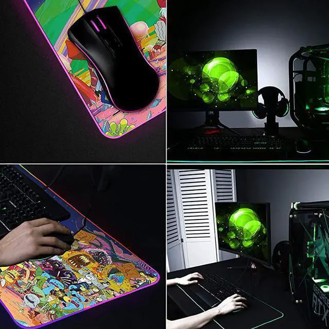 Alt view image 6 of 7 - RGB Gaming Mouse Pad Large Mouse Mat  315 X 118 Inch Extra LED Extended Mousepad NonSlip Rubber Base Mouse Keyboard Mat 80x30 Rikrun