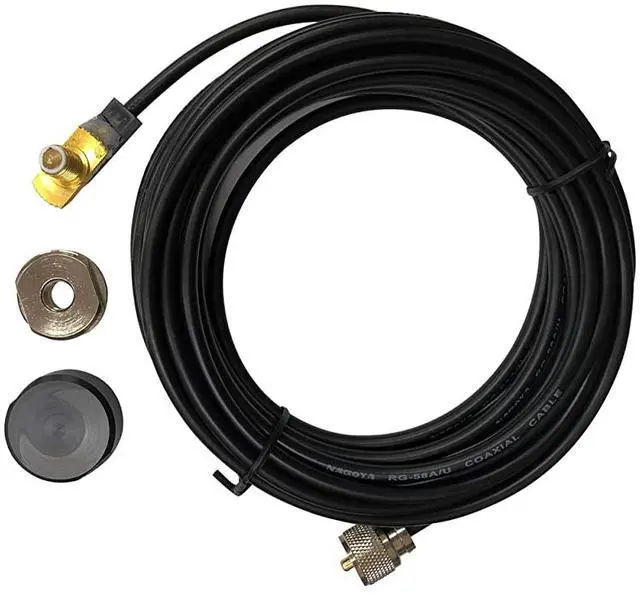 Alt view image 4 of 6 - RB100N Heavy Duty Universal 34 NMO Drill and Bracket Mount Kit Includes 20 of RG58AU Cable with a PL259 Connector Includes Rain Cap