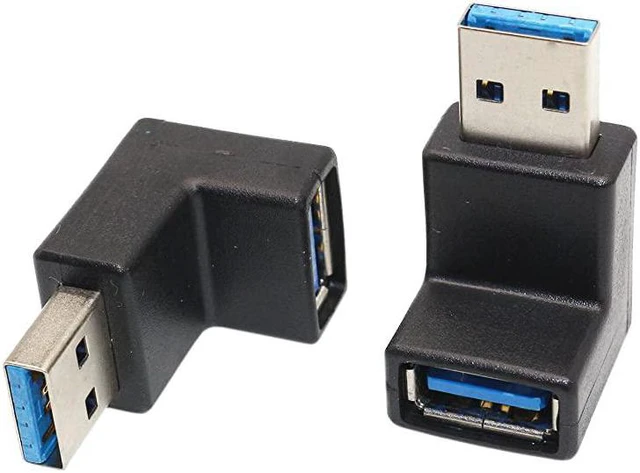 Alt view image 5 of 5 - Angle USB Adapter VCZHS USB30 AM to AF L Shape Converter Adapter USB 30 A Male to A Female 90 Degree Angle PlugPack of 2