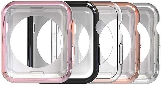 Main image of Soft Back Case Compatible with Apple Watch 40mm Series 6 5 4 SE Pack of 5 Slim Transparent Black Rose Pink Rose Gold Silver